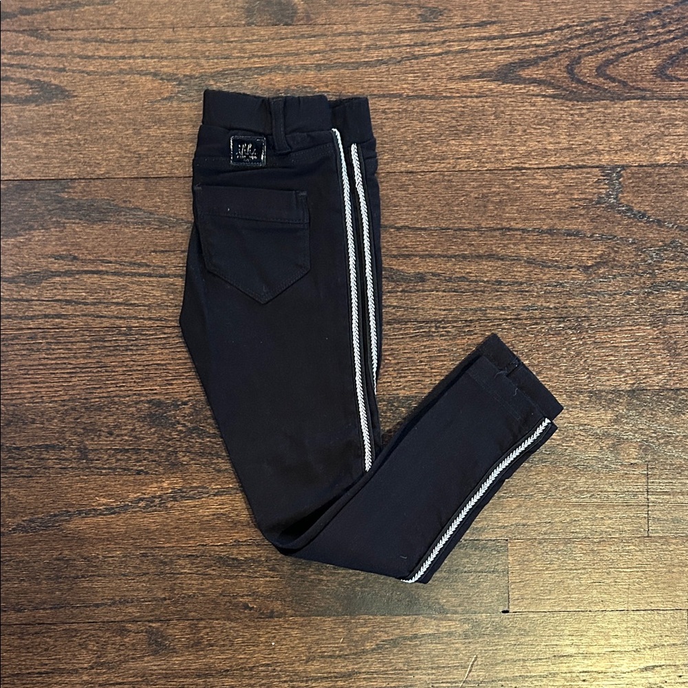 Ikks Girls Black ‘Treggings’ with White Side Trim Size 4